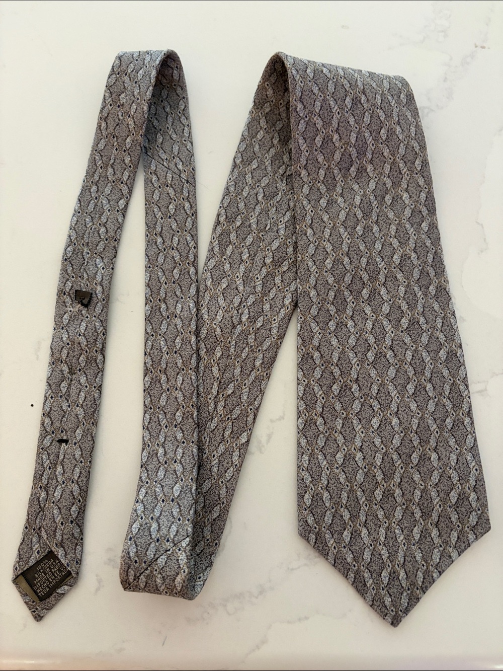 Sepia Silk Classic Men's Gray Patterned Tie